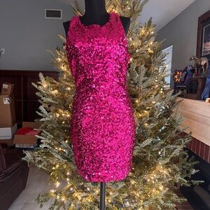 Pink Sequin Sleeveless Dress